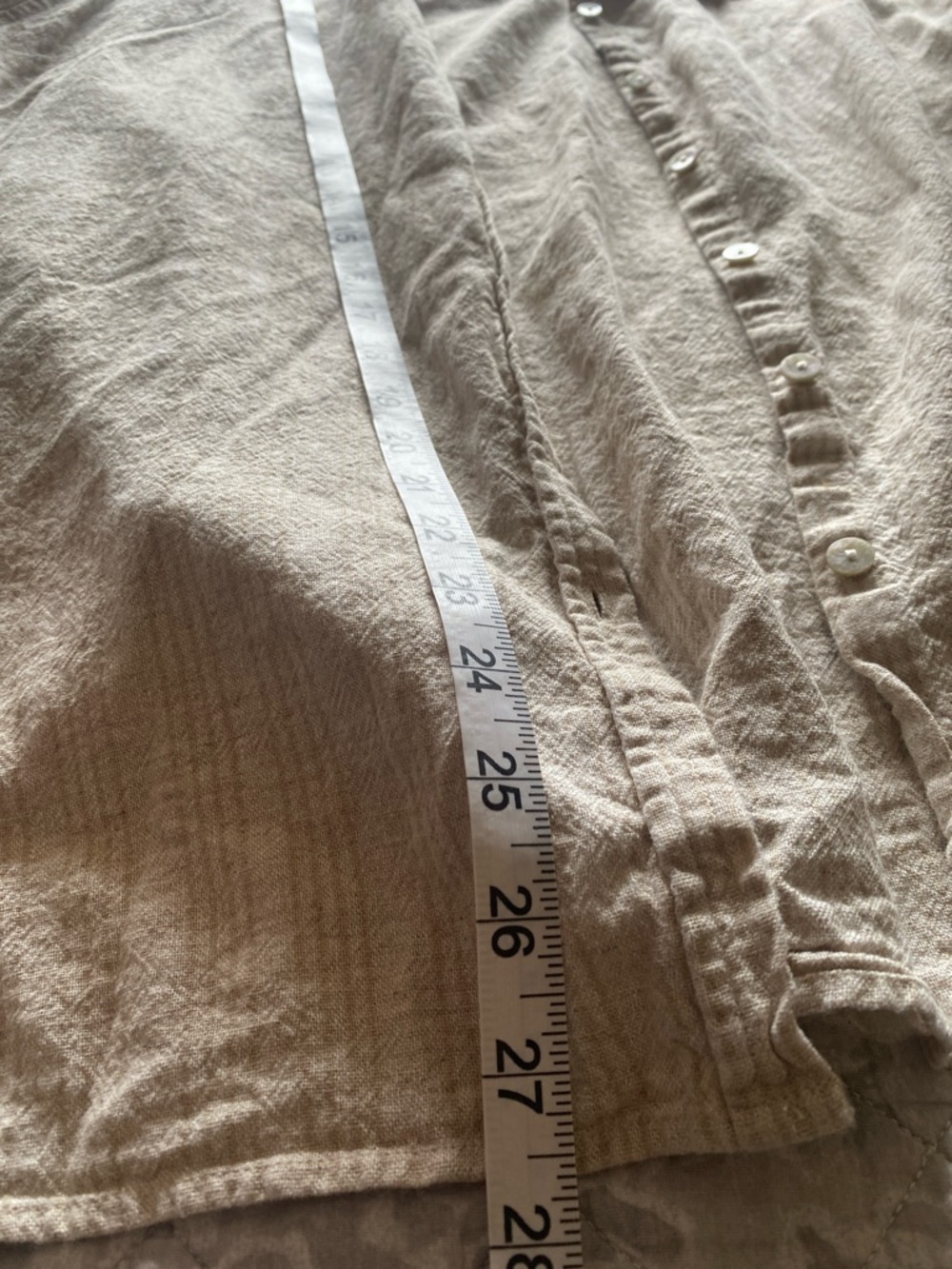 Orvis Women's Light Beige Striped linen blend Button-Down Shirt - Picture 5 of 6